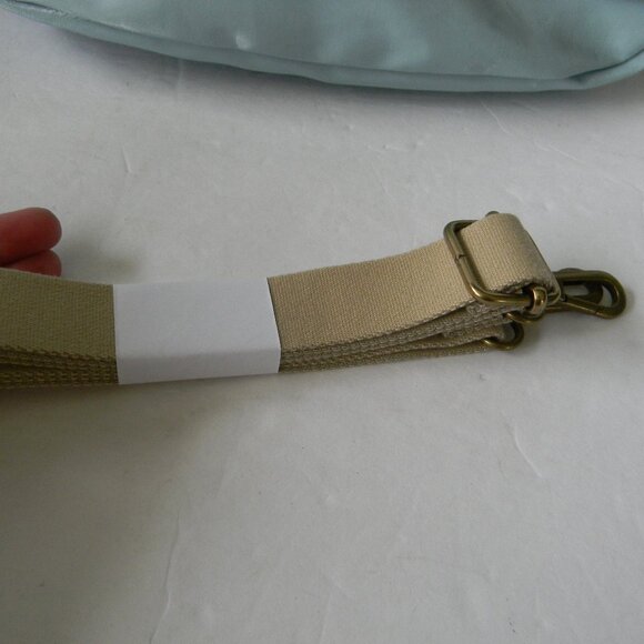 NWT JACK GOMME PARIS LEBOWL LINEN/LEATHER BOWLING BAG LIGHT BLUE CROSSBODY - Picture 2 of 12